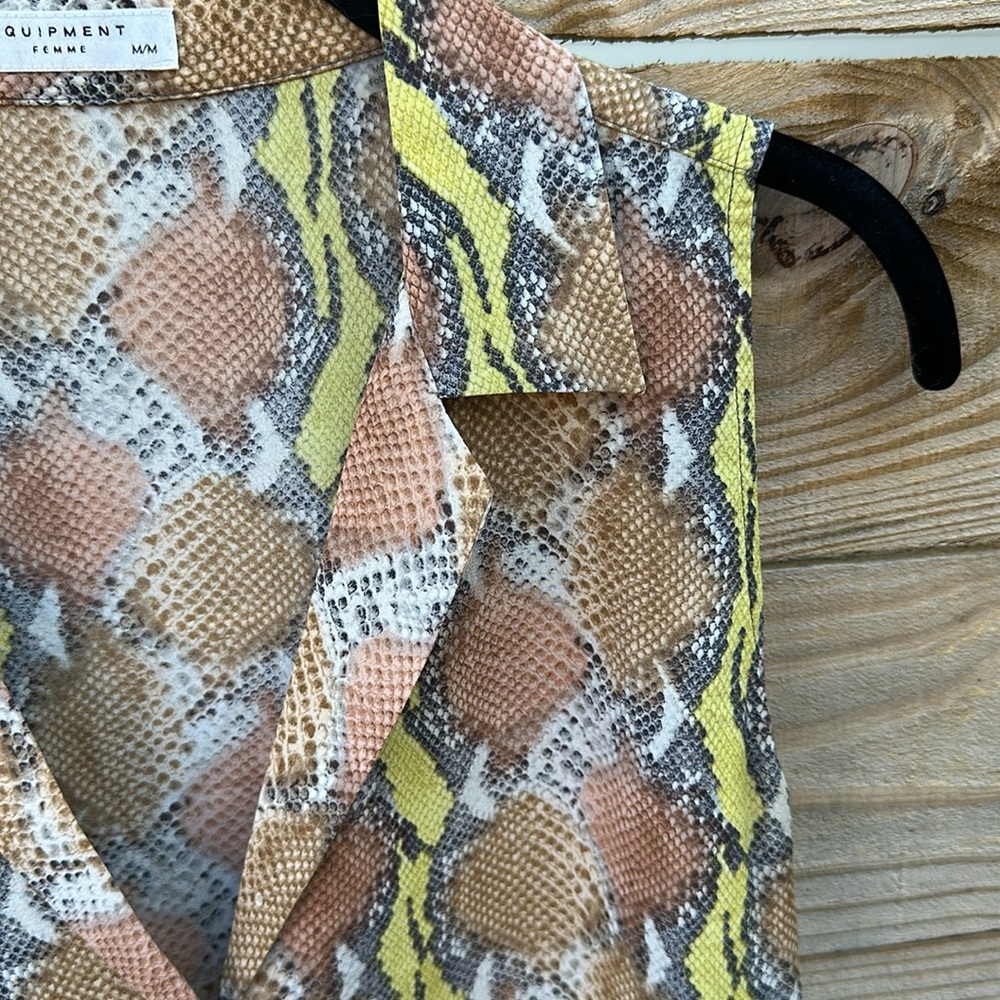 Equipment Silk Python Print Sleeveless Button Dow… - image 3